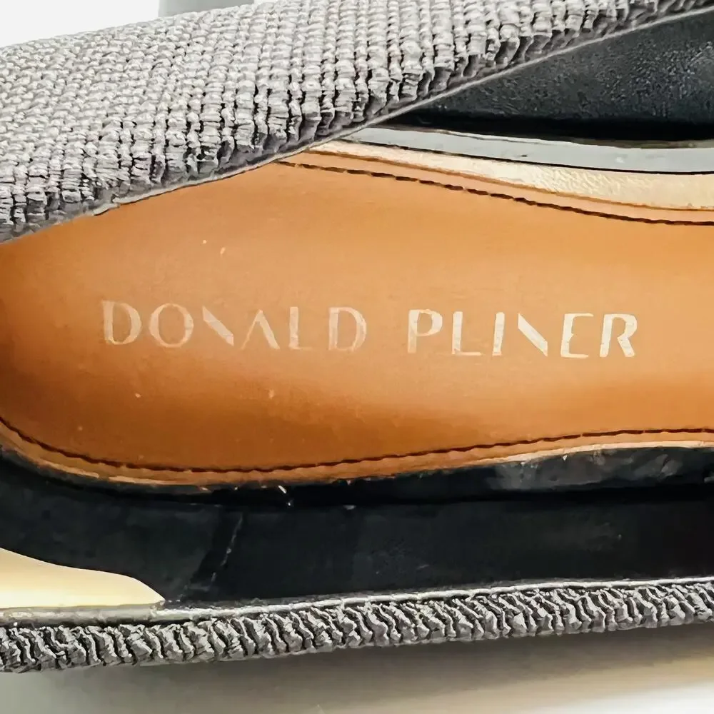 Donald Pliner Shoes Womens 7.5 Black Textured Block Heel Pumps Pointed Toe